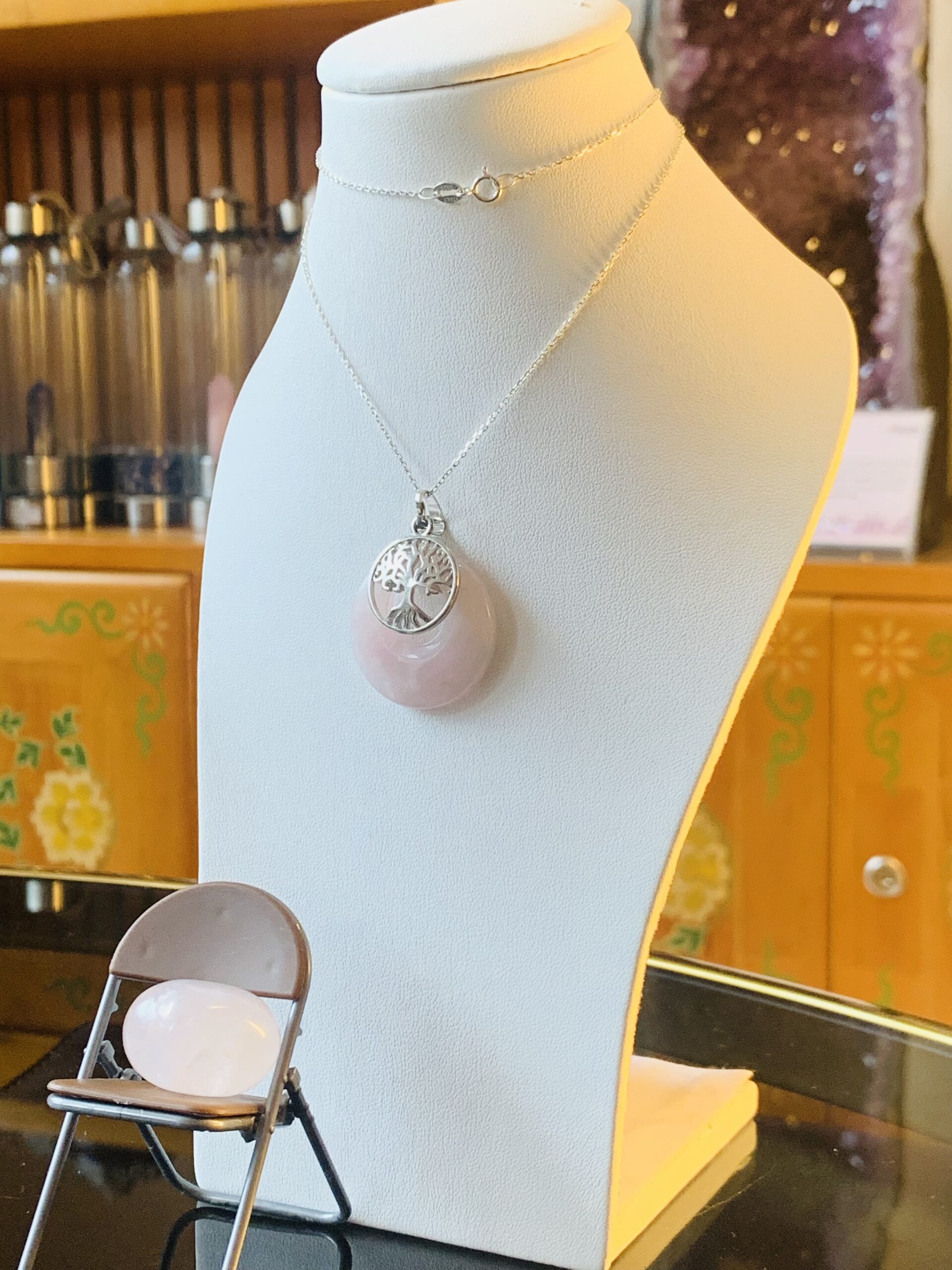 Rose Quartz With Tree of Life